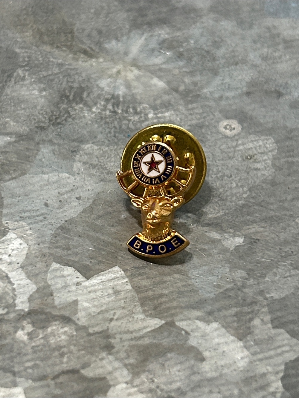 B.P.O.E. Gold-tone Elks Lodge Lapel Pin - Blue Accent
